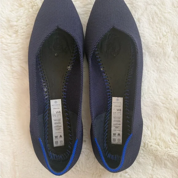ROTHY'S The Point Navy Knit Pointed Toe Flats Size 8 - Picture 5 of 6
